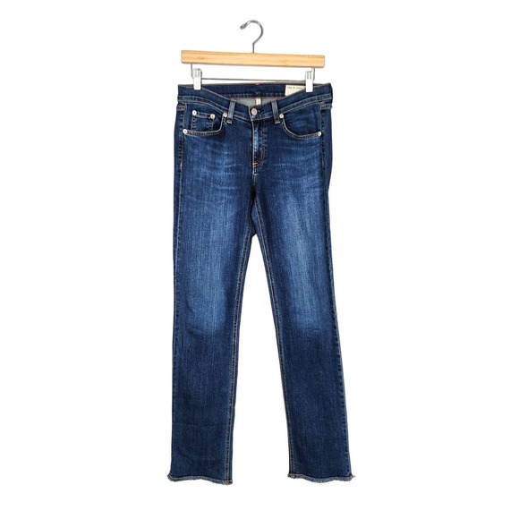 Rag & Bone Straight Leg Raw Hem Jeans in Clean La Paz Size 28 - Picture 2 of 7
